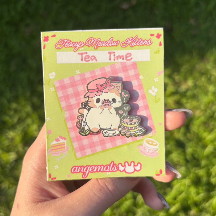 Tea Time Kitten - Hard Enamel Pin ✧ + FREE sticker